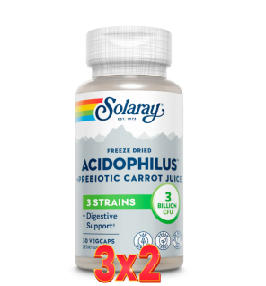 Pack de 3x2 unidades Acidophilus Plus 30 Capsulas (Refrigeracion) Solaray