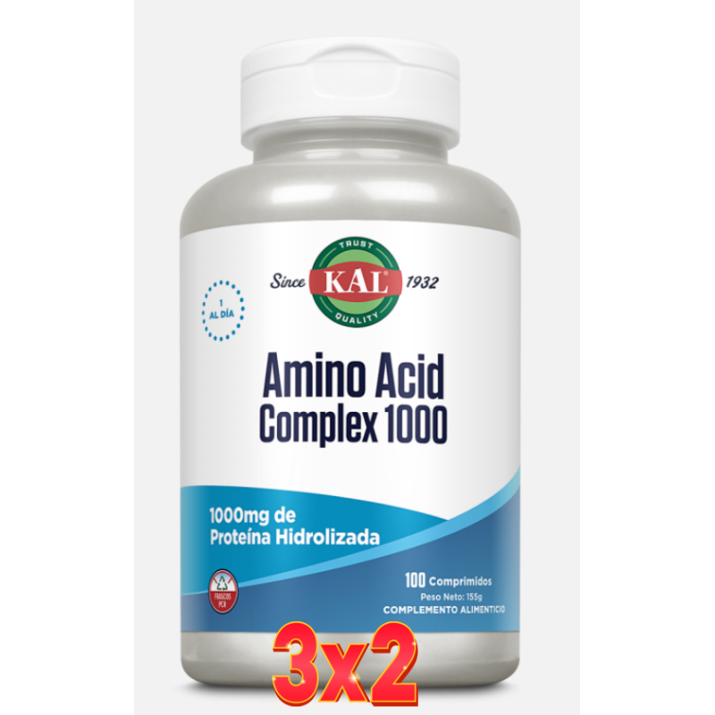 Pack de 3x2 unidades Amino Acid Complex 100 Comprimidos Solaray Pack de 3x2 unidades Amino Acid Complex 100 Comprimidos Solaray