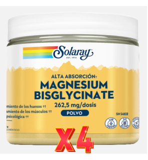Pack de 4 unidades Magnesio Bisglycinate 179  Gramos Solaray
