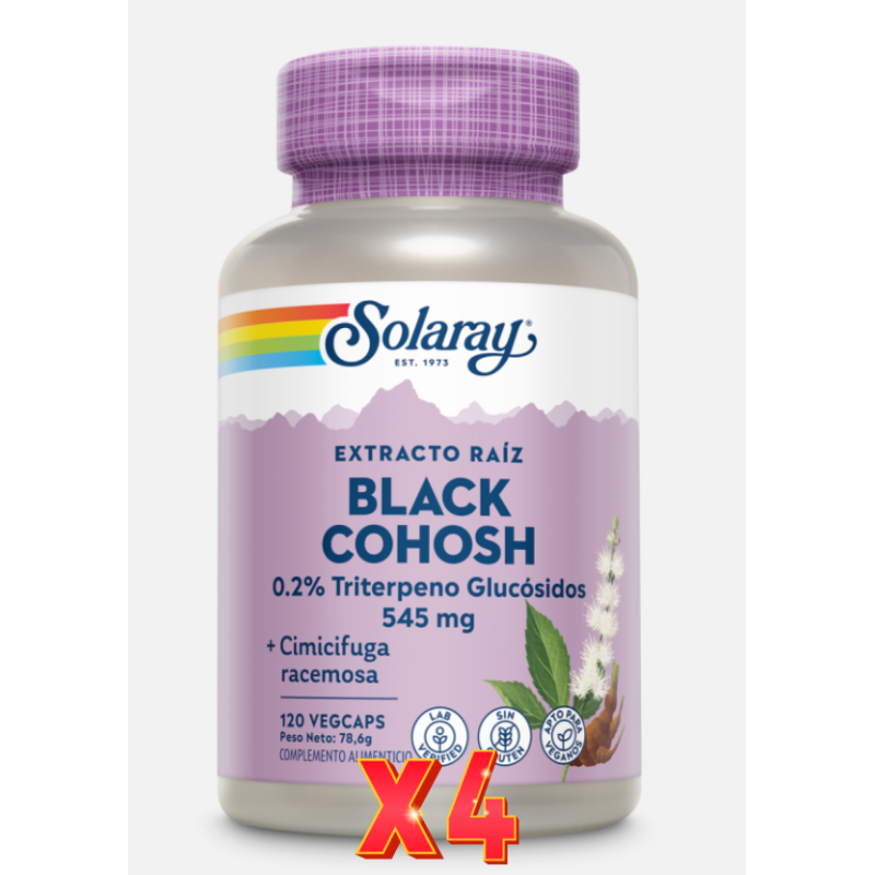 Pack de 4 unidades Black Cohosh (Cimicifuga) 120 Capsulas Solaray Pack de 4 unidades Black Cohosh (Cimicifuga) 120 Capsulas Solaray