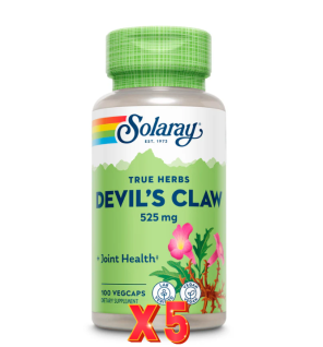 Pack de 5 unidades Devil Claw Harpago 525Mg 100 Capsulas Vegetales Solaray