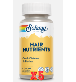 Pack de 5 unidades Hair Nutrients 60 Capsulas Solaray