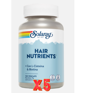 Pack de 5 unidades Hair Nutrients 120 Capsulas Solaray