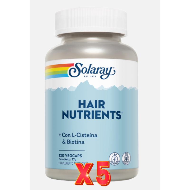 Pack de 5 unidades Hair Nutrients 120 Capsulas Solaray