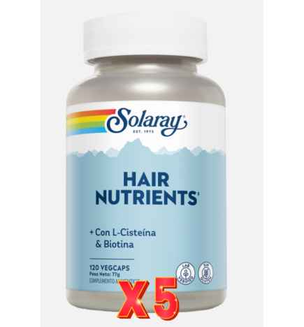 Pack de 5 unidades Hair Nutrients 120 Capsulas Solaray