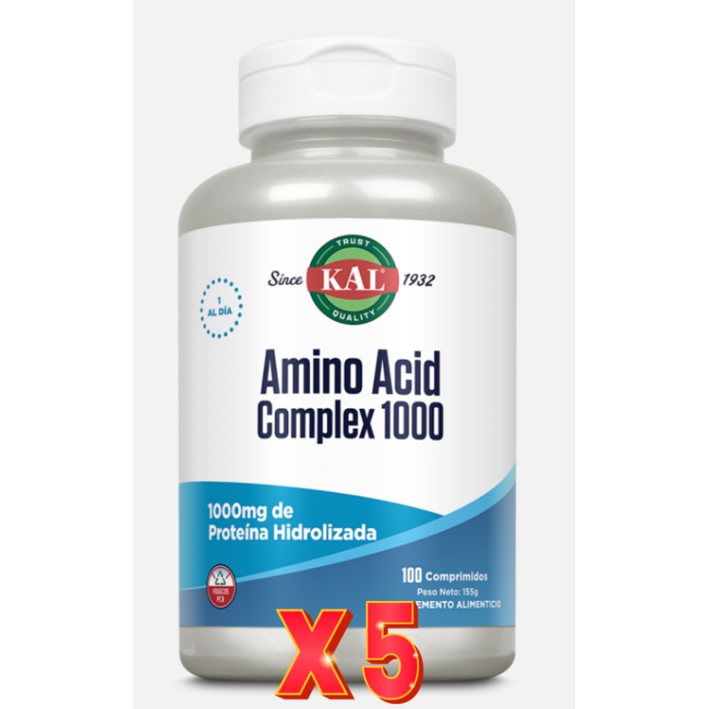 Pack de 5 unidades Amino Acid Complex 100 Comprimidos Solaray Pack de 5 unidades Amino Acid Complex 100 Comprimidos Solaray