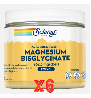 Pack 6 unidades Magnesio Bisglycinate 179  Gramos Solaray