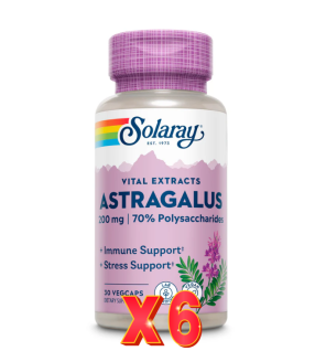 Pack 6 unidades Astragalus Root Extract 200 Mg 30 Capsulas Vegetales Solaray