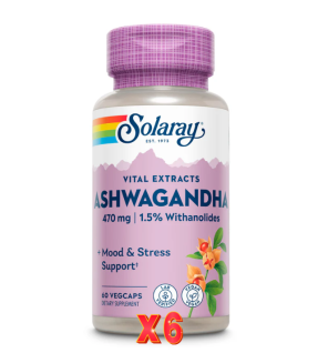 Pack 6 unidades Ashwagandha 470 Mg 60 Capsulas Solaray