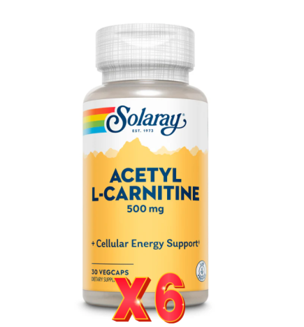 Pack 6 unidades Acetyl L-Carnitine 500 Mg 30 Capsulas Solaray
