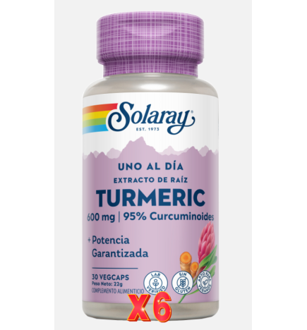 Tumeric 600 Pack 6 unidades Turmeric 600 Mg 30 Capsulas Solaray