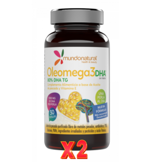 Pack de 2 unidades Oleomega 3 80% Dha 30 Capsulas Mundo Natural