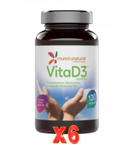 Pack de 6 unidades Vita D3 4000Ui 120 Perlas Mundo Natural