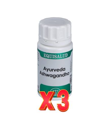 Pack de 3 unidades Ayurveda Ashwagandha 50 Cápsulas. EQUISALUD