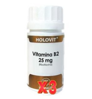 Pack de 3 unidades Holovit Vitamina B2 25 Mg (Riboflavina) 50 Cápsulas. EQUISALUD