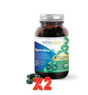 Pack de 2 unidades Vital Go Spirulina Bio 500Mg 120 Comprimidos Herbora