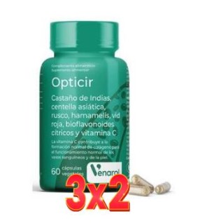 Pack de 3x2 unidades Opticir Castaño-Centella-Ruscus-Vid-Hamameli 60Cap Herbora