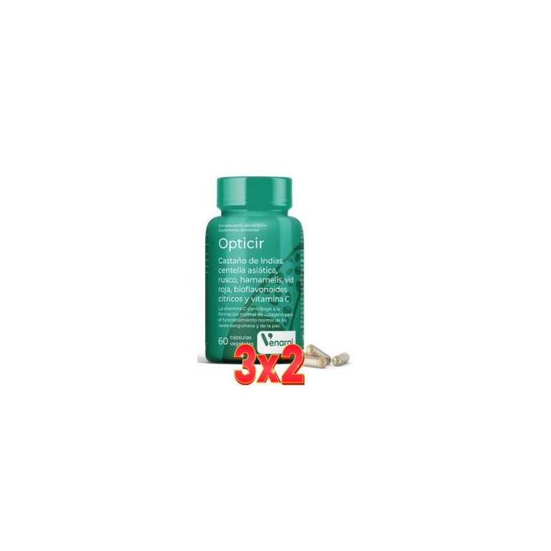 Pack de 3x2 unidades Opticir Castaño-Centella-Ruscus-Vid-Hamameli 60Cap Herbora Pack de 3x2 unidades Opticir Castaño-Centella-Ruscus-Vid-Hamameli 60Cap Herbora