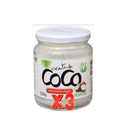 Pack de 3 unidades Aceite De Coco Eco Plantis 250 Gramos Artesania