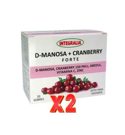 Pack de 2 unidades D-Manosa + Cranberry Plus 20 sobres Integralia