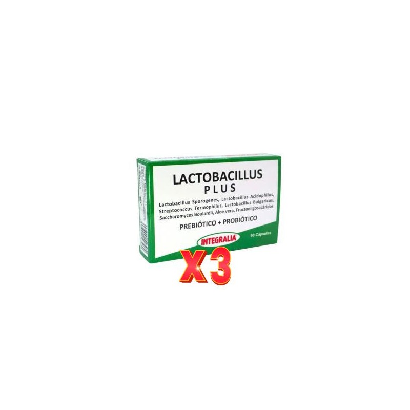 Pack de 3 unidades Lactobacillus Plus 60 Capsulas Integralia Pack de 3 unidades Lactobacillus Plus 60 Capsulas Integralia