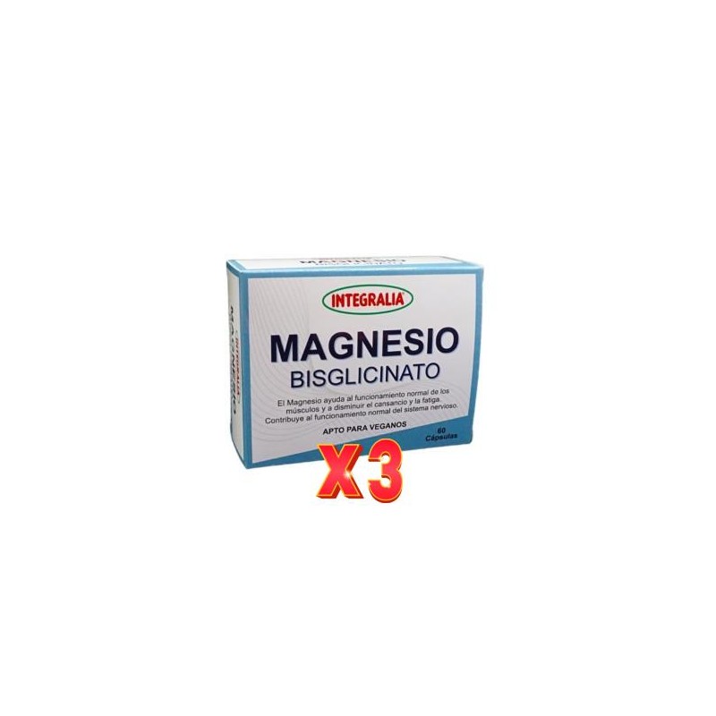 Pack de 3 unidades Magnesio Bisglicinato 60 Cap Integralia
