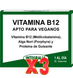 Pack de 3 unidades Vitamina B12 30 Capsulas Integralia