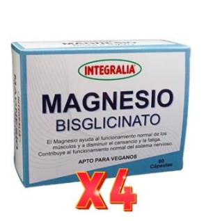 Pack de 4 unidades Magnesio Bisglicinato 60 Cap Integralia