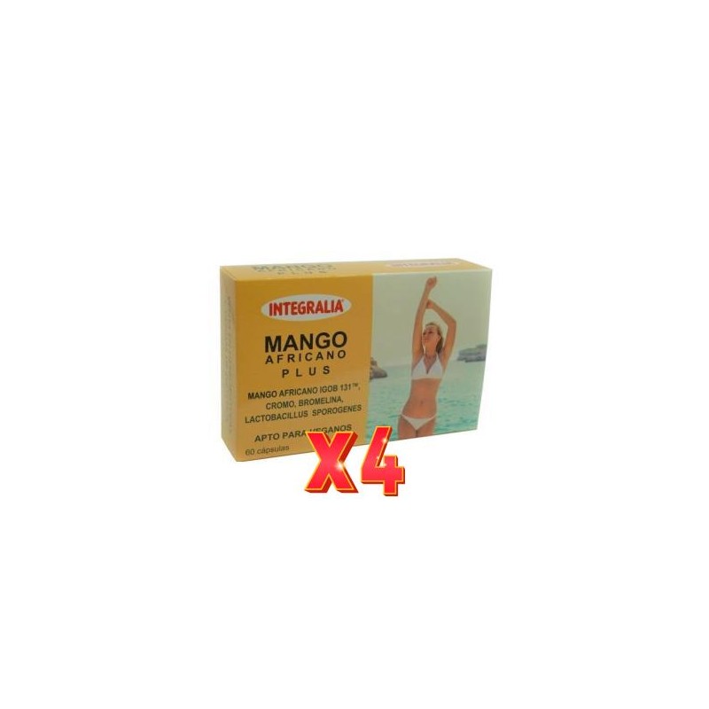 Pack de 4 unidades Mango Africano Plus 60 Capsulas Integralia Pack de 4 unidades Mango Africano Plus 60 Capsulas Integralia
