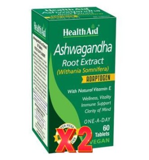 Pack de 2 unidades Ashwagandha (Withania Somnifera) 60 Comprimidos De Health Aid