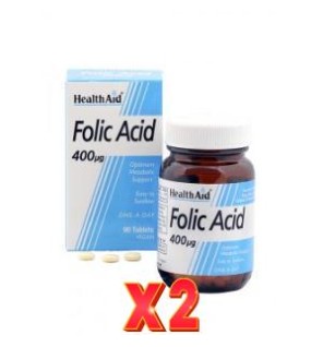 Pack de 2 unidades Ácido Fólico 400 ?g 90 Comprimidos De Health Aid