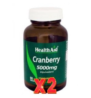 Pack de 2 unidades Arándano Rojo (Vaccinium Macrocarpon) 5.000 Mg 60 Comprimidos De Health Aid