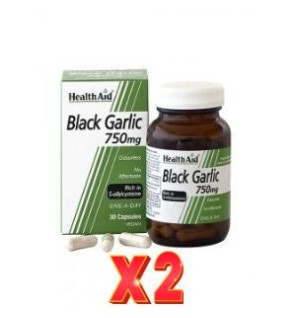 Pack de 2 unidades Ajo Negro 750 Mg 30 Capsulas vegetales De Health Aid