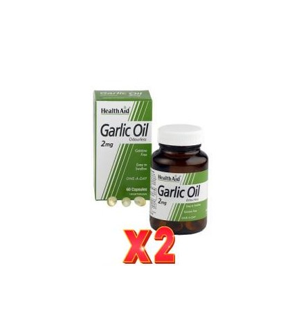 Pack de 2 unidades Aceite De Ajo (Allium Sativum) 2 Mg 60 Capsulas vegetales De Health Aid
