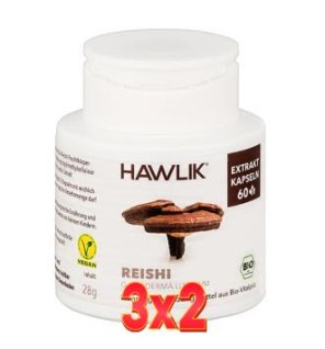 Pack de 3x2 unidades Reishi (Ganoderma Lucidum). Extracto Puro 60 Capsulas vegetales De Hawlik