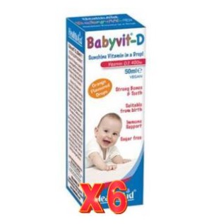 Pack de 6 unidades Babyvit-D Gotas 50 Ml De Health Aid