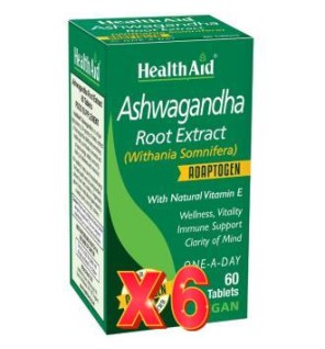 Pack de 6 unidades Ashwagandha (Withania Somnifera) 60 Comprimidos De Health Aid