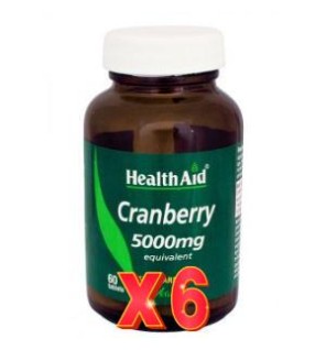 Pack de 6 unidades Arándano Rojo (Vaccinium Macrocarpon) 5.000 Mg 60 Comprimidos De Health Aid