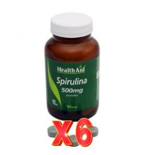 Pack de 6 unidades Espirulina (Spirulina Platensis) 500 Mg 60 Comprimidos De Health Aid
