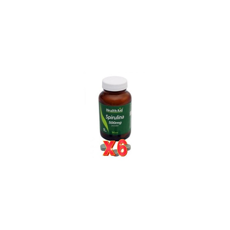 Pack de 6 unidades Espirulina (Spirulina Platensis) 500 Mg 60 Comprimidos De Health Aid Pack de 6 unidades Espirulina (Spirulina Platensis) 500 Mg 60 Comprimidos De Health Aid