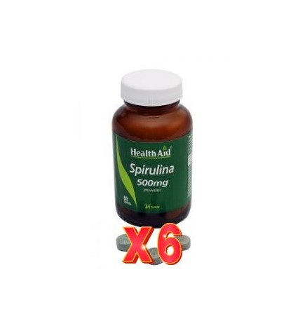 Pack de 6 unidades Espirulina (Spirulina Platensis) 500 Mg 60 Comprimidos De Health Aid
