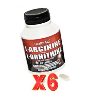 Pack de 6 unidades L-Arginina/L-Ornitina 600 Mg/300 Mg 60 Comprimidos De Health Aid