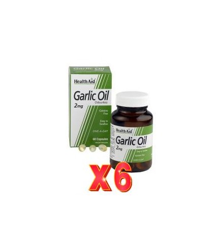Pack de 6 unidades Aceite De Ajo (Allium Sativum) 2 Mg 60 Capsulas vegetales De Health Aid