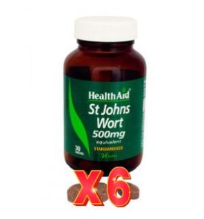 Pack de 6 unidades Hipérico (Hypericum Perforatum) 500 Mg 30 Comprimidos De Health Aid