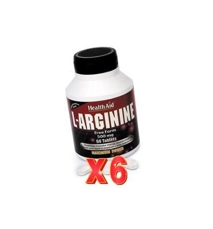 Pack de 6 unidades L-Arginina 500 Mg 60 Comprimidos De Health Aid