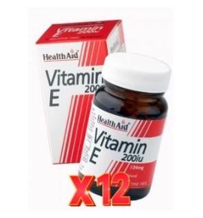 Pack 12 uds Vitamina E Natural 200 Ui 60 Capsulas vegetales De Health Aid