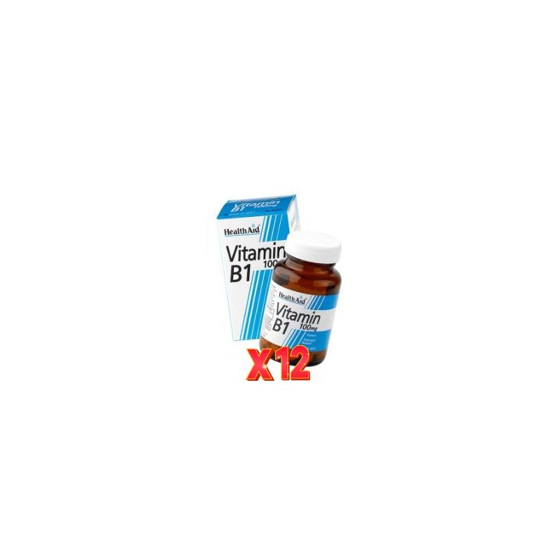 Pack 12 uds Vitamina B1 (Tiamina) 100 Mg 90 Comprimidos De Health Aid Pack 12 uds Vitamina B1 (Tiamina) 100 Mg 90 Comprimidos De Health Aid