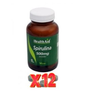 Pack 12 uds Espirulina (Spirulina Platensis) 500 Mg 60 Comprimidos De Health Aid