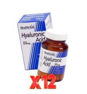 Pack 12 uds Ácido Hialurónico 55 Mg 30 Comprimidos De Health Aid