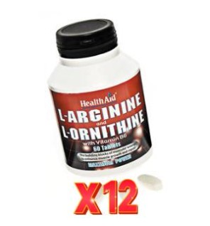 Pack 12 uds L-Arginina/L-Ornitina 600 Mg/300 Mg 60 Comprimidos De Health Aid